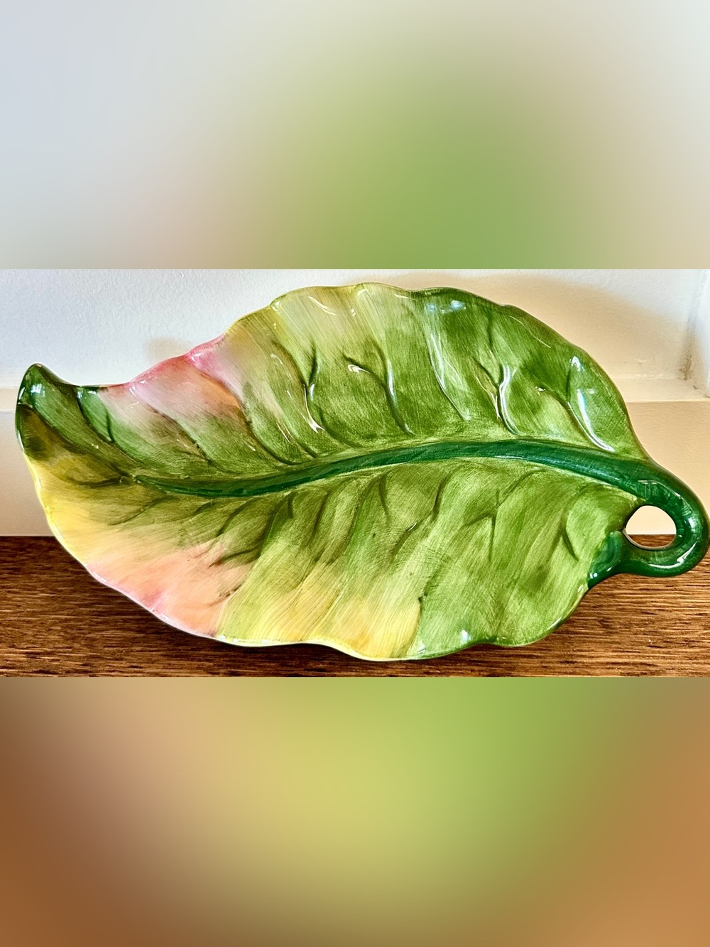 Fitz and Floyd "Chanteclair" Green Leaf Serving Platter